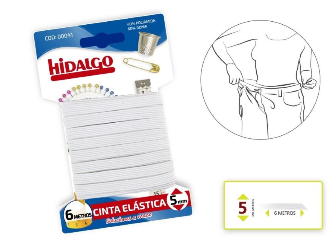 CINTA ELASTICA 5mm 6m BLANCO mayoristas distribuidores HIDALGO PRODUCTOS