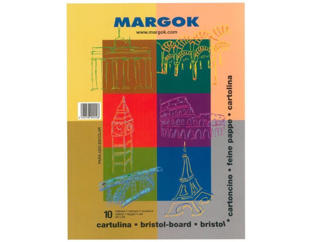 BLOC CARTULINAS 32x24cm 10 COLORES (25)¡=000028= mayoristas distribuidores  MARGOK