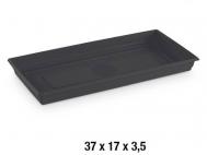 PLATO PLASTICO MACETA LIMA RECTANGULAR NEGRO 37cm       