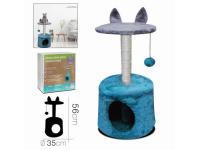 ARBOL PARA GATO  CON CASA 35x56cm AZUL      